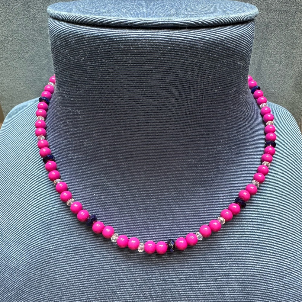 New Elegant Pink & purple crystal Beaded Necklace